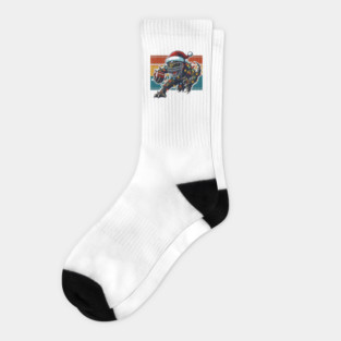 American Football T-Rex Christmas Lights Socks
