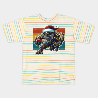 American Football T-Rex Christmas Lights Kids T-Shirt