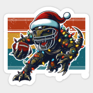 American Football T-Rex Christmas Lights Sticker