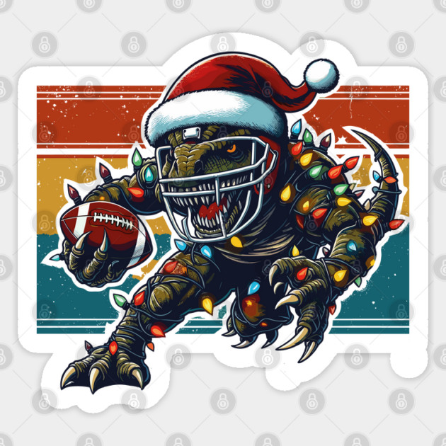American Football T-Rex Christmas Lights Sticker by JessArty