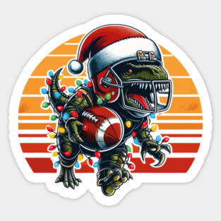 American Football T-Rex Santa Hat Sticker