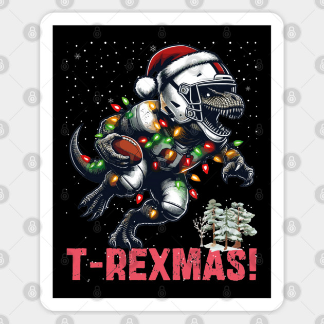American Football Player T-Rex Christmas Sticker by JessArty