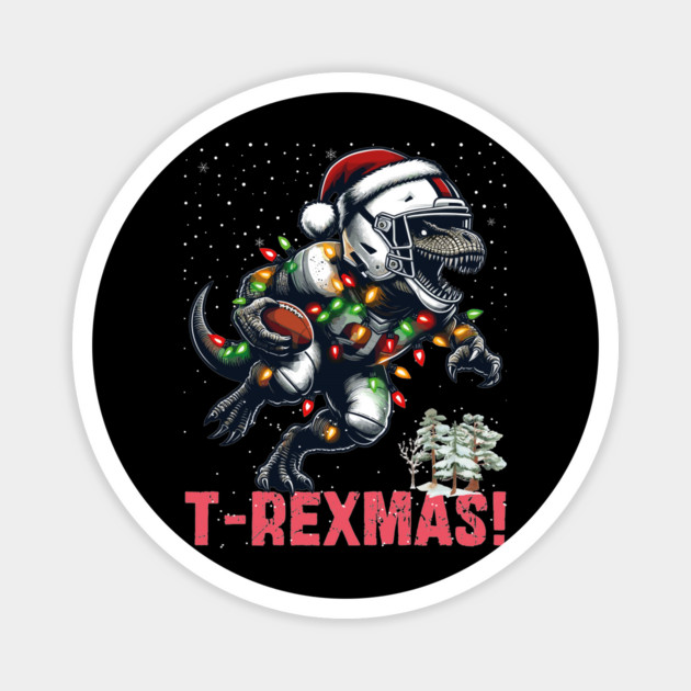 American Football Player T-Rex Christmas Magnet by JessArty