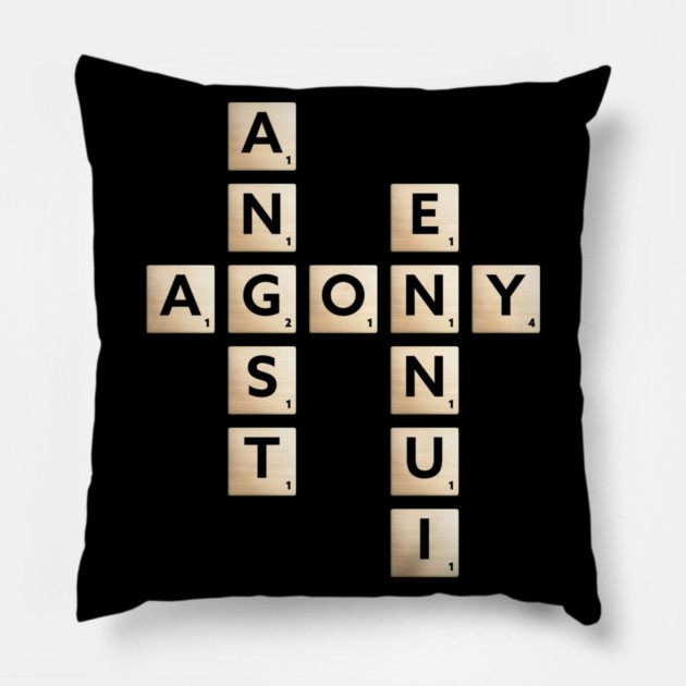 Agony Word Puzzle - Playful & Sad Pillow by TuncGK