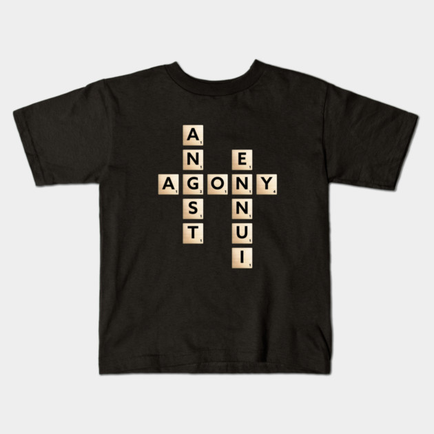 Agony Word Puzzle - Playful & Sad Kids T-Shirt by TuncGK