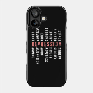Words of Depression - Word Mosaic - Elegant Minimalism Phone Case