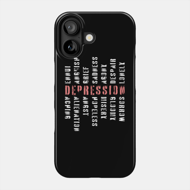 Words of Depression - Word Mosaic - Elegant Minimalism Phone Case by TuncGK