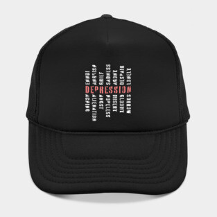 Words of Depression - Word Mosaic - Elegant Minimalism Hat