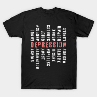 Words of Depression - Word Mosaic - Elegant Minimalism T-Shirt