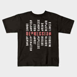 Words of Depression - Word Mosaic - Elegant Minimalism Kids T-Shirt