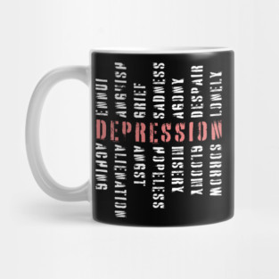 Words of Depression - Word Mosaic - Elegant Minimalism Mug