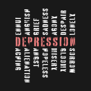 Words of Depression - Word Mosaic - Elegant Minimalism T-Shirt