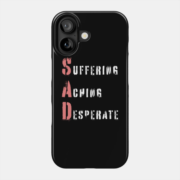 Acrostic Word Play - Sad: Suffering Aching Desperate Phone Case by TuncGK