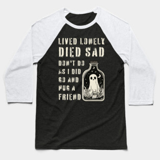 Lonely Ghost Sharing Regrets - Hug a Friend - Halloween Special Baseball T-Shirt
