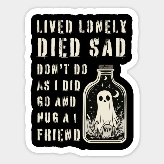 Lonely Ghost Sharing Regrets - Hug a Friend - Halloween Special Magnet by TuncGK