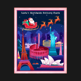 Retro Vintage Santa's Global Delivery Adventure T-Shirt