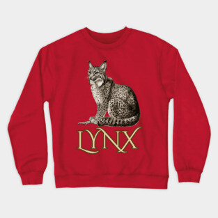 Wild Lynx - 19th Century Zoological Drawing Style Crewneck Sweatshirt