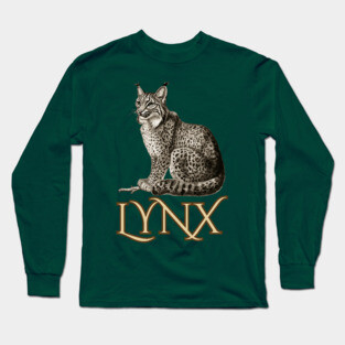 Wild Lynx - 19th Century Zoological Drawing Style Long Sleeve T-Shirt