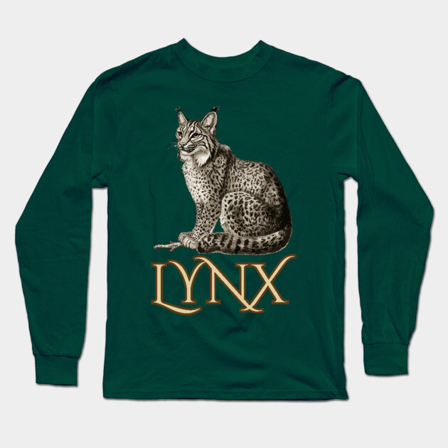 Wild Lynx - 19th Century Zoological Drawing Style Long Sleeve T-Shirt by TuncGK