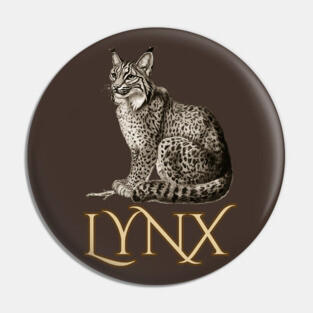 Wild Lynx - 19th Century Zoological Drawing Style Pin