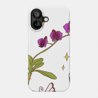 Miffy bunny with an orchid flower and butterfly Phone Case