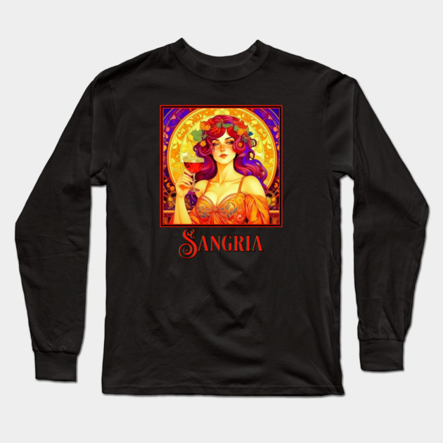 Art Nouveau Sangria Long Sleeve T-Shirt by HolidayBug