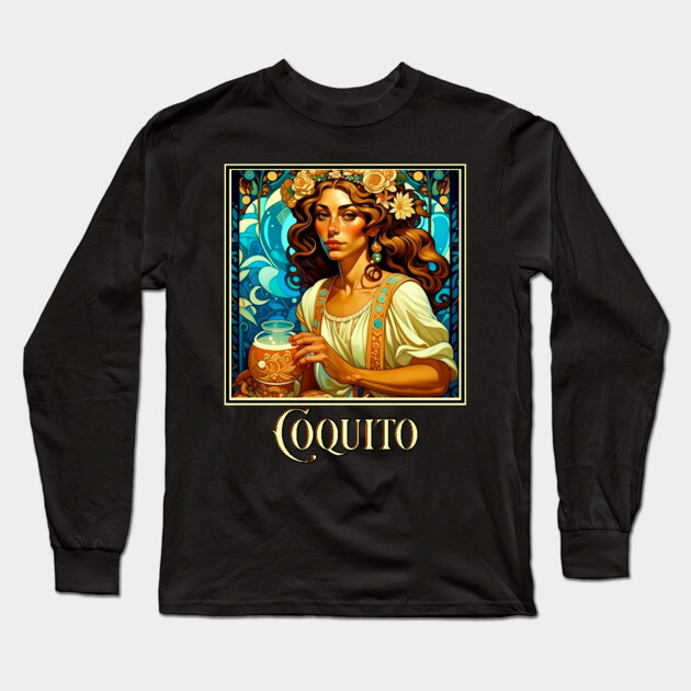 Art Nouveau Coquito Long Sleeve T-Shirt by HolidayBug