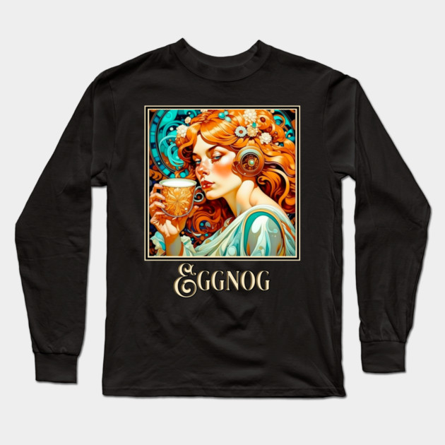 Art Nouveau Eggnog Long Sleeve T-Shirt by HolidayBug