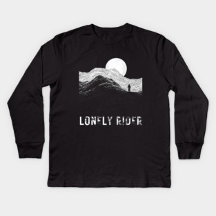 Lonely Rider - Alien Lands - Cyclist Motivation Kids Long Sleeve T-Shirt