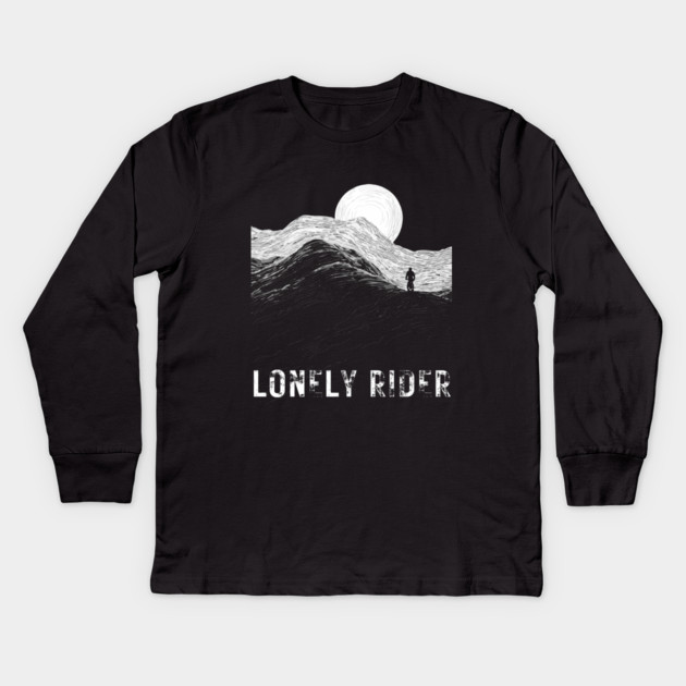 Lonely Rider - Alien Lands - Cyclist Motivation Kids Long Sleeve T-Shirt by TuncGK