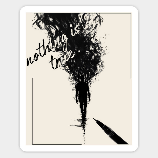 Nothing is Real - Surrealist Line Art Magnet by TuncGK