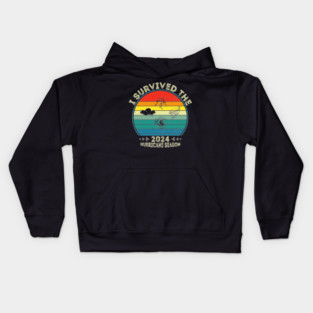 I Survived the 2024 Hurricane Season Retro Vintage - Hurricane Milton Survivor 2024 Florida Kids Hoodie