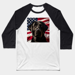 Patriotic Black Lab Dog Baseball T-Shirt