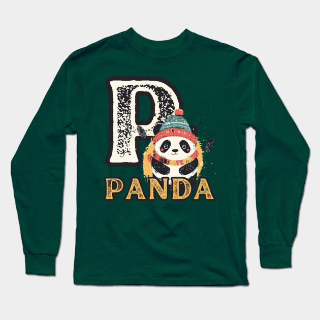 Panda - Animal Letters - Vintage Winter Long Sleeve T-Shirt by TuncGK