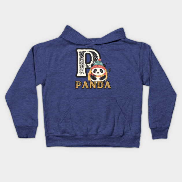 Panda - Animal Letters - Vintage Winter Kids Hoodie by TuncGK