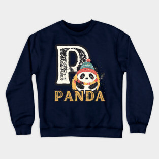 Panda - Animal Letters - Vintage Winter Crewneck Sweatshirt