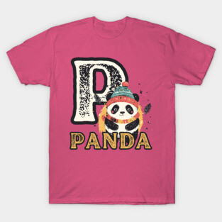 Panda - Animal Letters - Vintage Winter T-Shirt