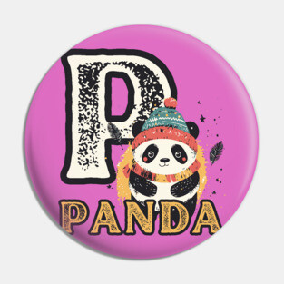 Panda - Animal Letters - Vintage Winter Pin