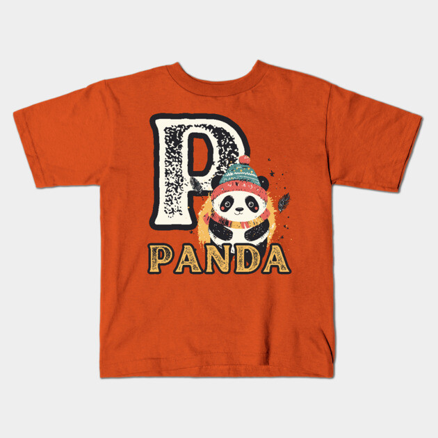 Panda - Animal Letters - Vintage Winter Kids T-Shirt by TuncGK