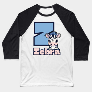 Zebra - Animal Letters - Funny & Cute Baseball T-Shirt