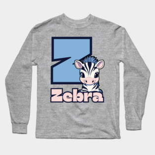 Zebra - Animal Letters - Funny & Cute Long Sleeve T-Shirt