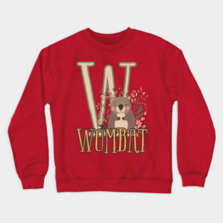 Wombat - Animal Letters - Cute Boho Chic Crewneck Sweatshirt