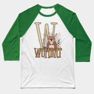 Wombat - Animal Letters - Cute Boho Chic Baseball T-Shirt