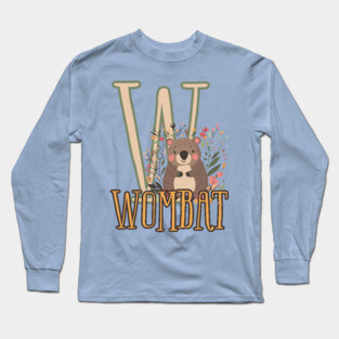 Wombat - Animal Letters - Cute Boho Chic Long Sleeve T-Shirt