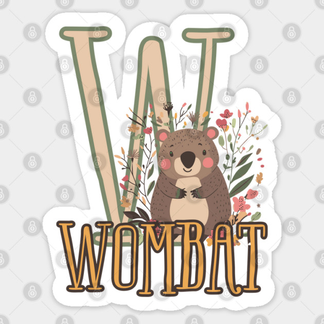 Wombat - Animal Letters - Cute Boho Chic Sticker by TuncGK