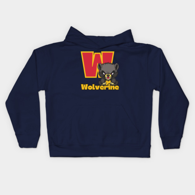 Wolverine - Alphabet Letters - Cute & Funny Kids Hoodie by TuncGK
