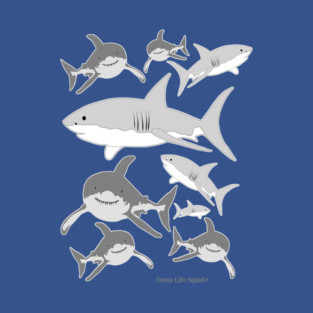 Great White Sharks Hanging Out In The Ocean - Ocean Life Squad® T-Shirt
