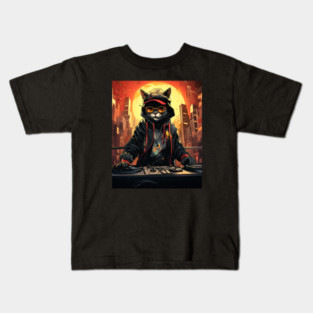 Jazz Cat Love Lofi Music DJ Kids T-Shirt