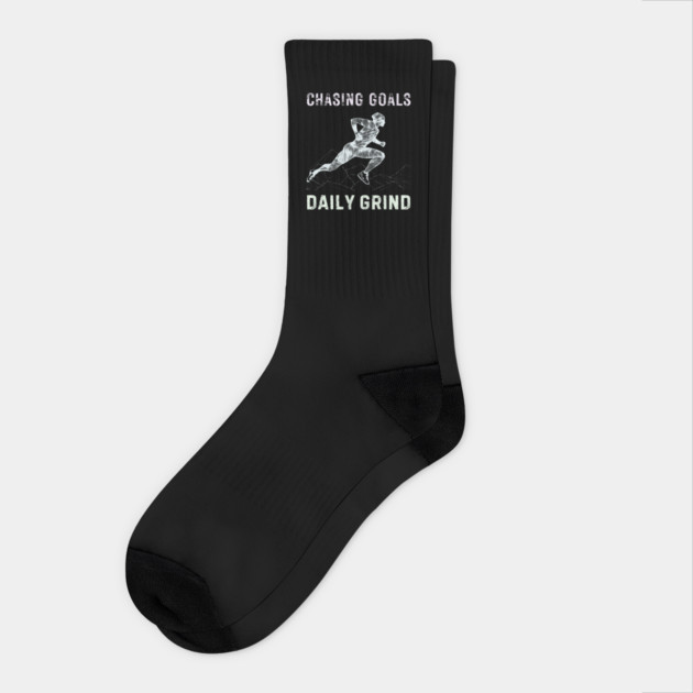 Daily Grind - Chasing Miles - Runner & Athlete - Grunge Line Art Socks by TuncGK