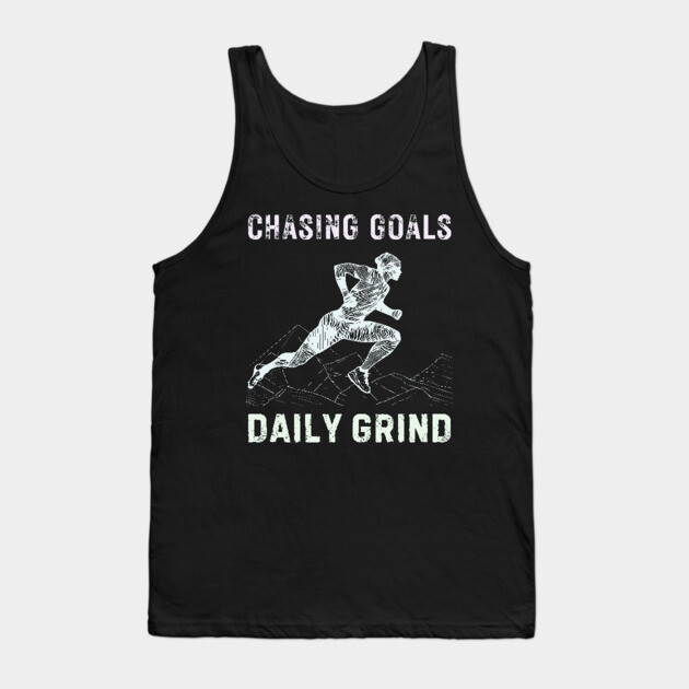 Daily Grind - Chasing Miles - Runner & Athlete - Grunge Line Art Tank Top by TuncGK